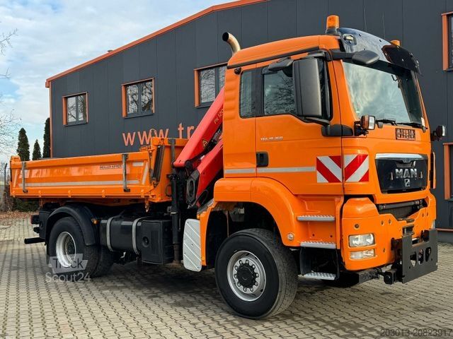 Autocarro ribaltabile MAN TGS 18.360 4x4 Kipper Kran PALFINGER Winterd.