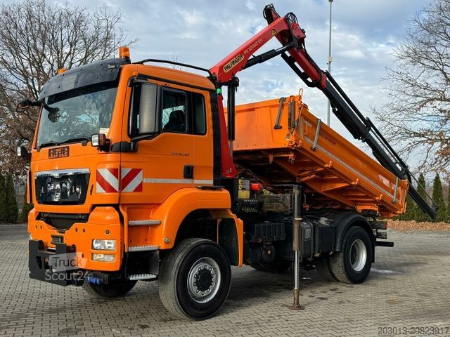 Autocarro ribaltabile MAN TGS 18.360 4x4 Kipper Kran PALFINGER Winterd.