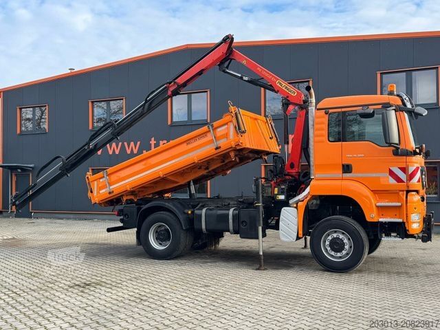 Autocarro ribaltabile MAN TGS 18.360 4x4 Kipper Kran PALFINGER Winterd.