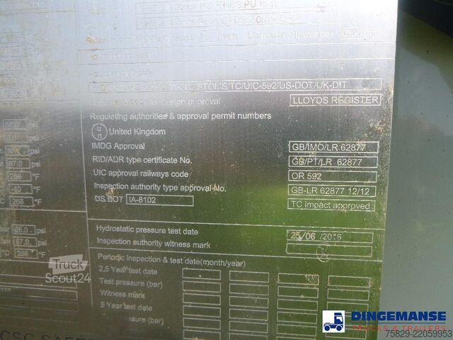 حاوية صهريج Danteco Food tank container inox 20 ft / 25 m3 / 1 comp
