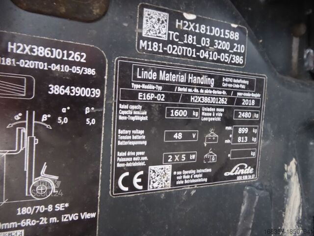 Ανυψωτικό περονοφόρο με εμπρόσθιο φορτηγό Linde E16P-02