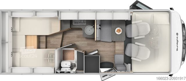 Integriertes Wohnmobil SUNLIGHT I 67S Klima Solar, Navi