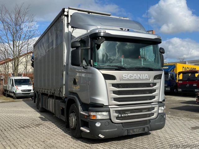 Бортовой грузовик с тентом SCANIA G 410 6x2 Pritsche Heckkran Palfinger PK 27002