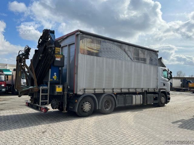 Ladbil med presenning SCANIA G 410 6x2 Pritsche Heckkran Palfinger PK 27002