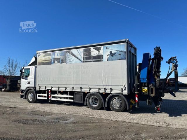 Бортовой грузовик с тентом SCANIA G 410 6x2 Pritsche Heckkran Palfinger PK 27002