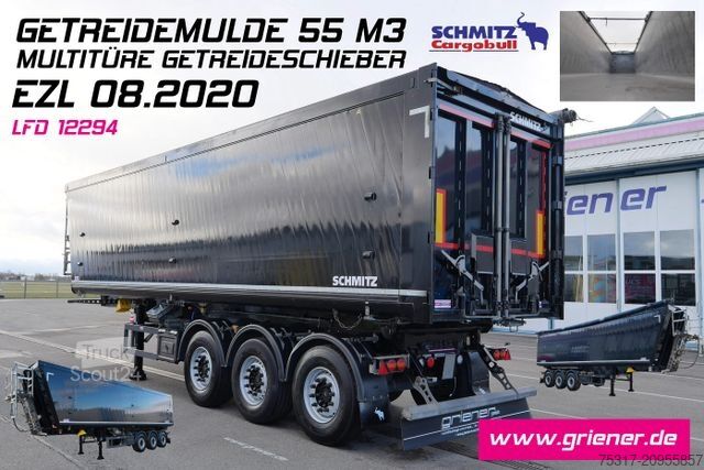 Semi-remorque benne SCHMITZ CARGOBULL SKI 24 SL 9,6/ 55 m³ MULTITÜRE 6300 kg GETREIDE