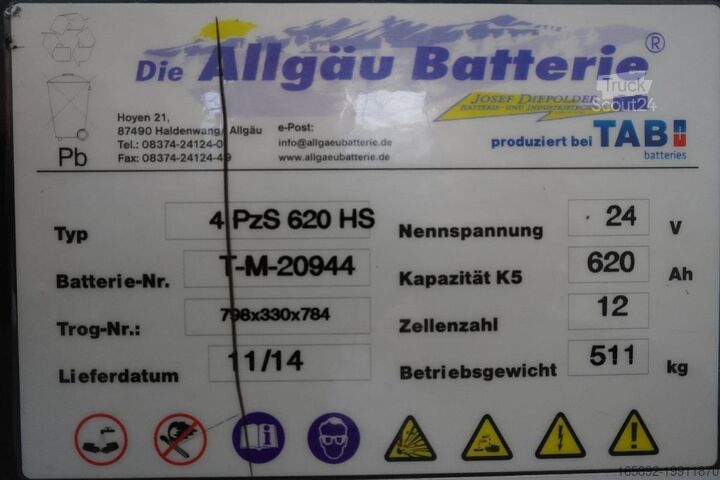 μπαταρία περονοφόρου ανυψωτικού ALLGÄU BATTERIE 24 Volt 4 PzS 620 Ah
