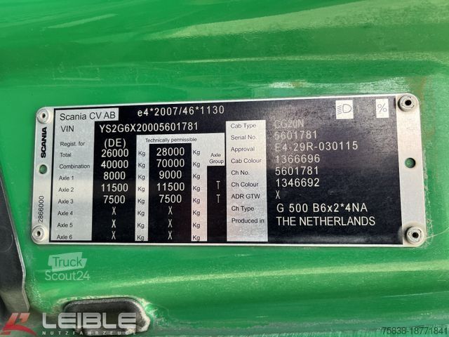 Vrachtwagenchassis SCANIA G 500B6x2*4NA*Lift-Lenkachse*Klima*ACC/LDW*Alcoa