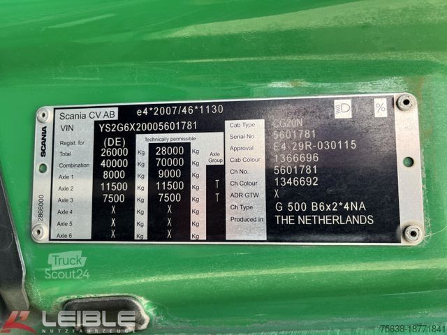 Vrachtwagenchassis SCANIA G 500B6x2*4NA*Lift-Lenkachse*Klima*ACC/LDW*Alcoa