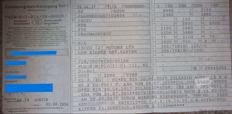 Camion benne trilatérale 5,5 t Isuzu N-Serie 5,5 t