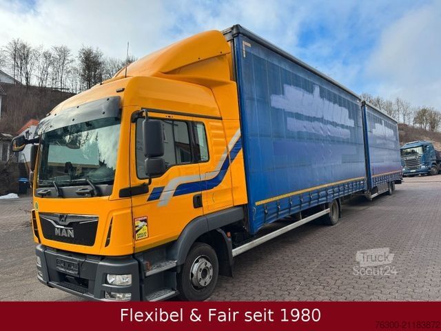 Camion jumbo MAN 12.220 TGL,7,75+7,75m=120m³,Anh. Wecon verzinkt!