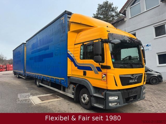 Camion jumbo MAN TGL 12.220,Hochdach 7,75+7,75m=120m³+H&W Anhänge