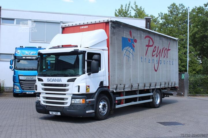 Platós teherautó ponyvával Scania P280 E6 Schiebeplane  Edscha  LBW 2t.  Navi