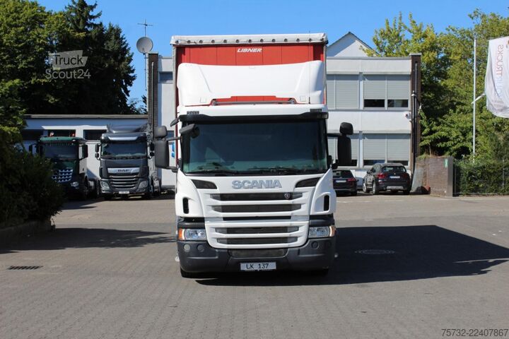 Platós teherautó ponyvával Scania P280 E6 Schiebeplane  Edscha  LBW 2t.  Navi