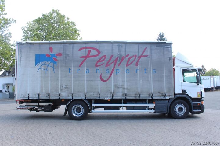 Platós teherautó ponyvával Scania P280 E6 Schiebeplane  Edscha  LBW 2t.  Navi