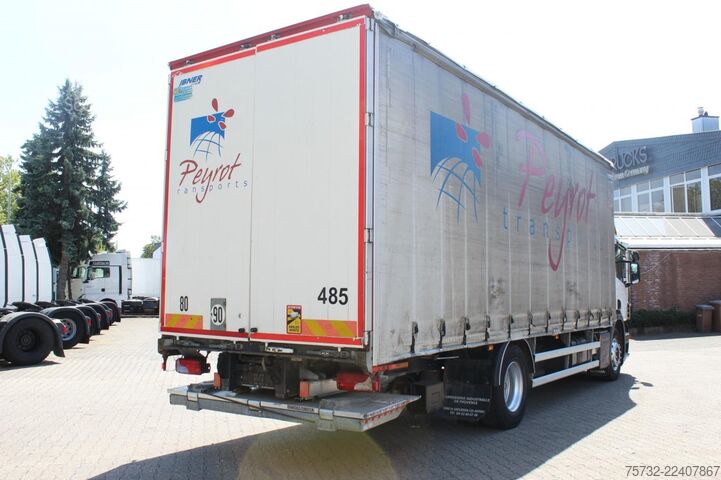 Platós teherautó ponyvával Scania P280 E6 Schiebeplane  Edscha  LBW 2t.  Navi