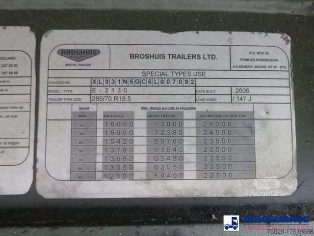 Nizki nakladalnik Broshuis 3-axle semi-lowbed trailer E-2130 / 73 t + ramps