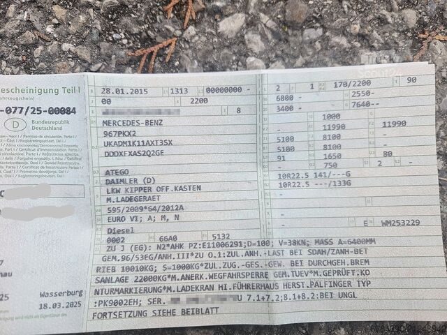 Billenő teherautó billenővel és Palfinger daruval Mercedes-Benz Atego 1223 mit Palfinger Kran PK 9002 EH