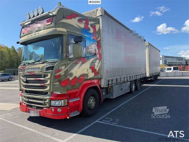 Συρόμενος μουσαμάς Scania R520 6x2 box truck with a 2-axle Schmitz Cargobull