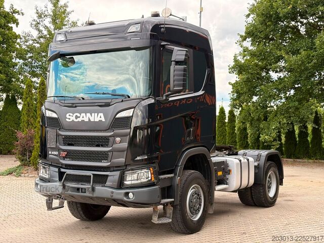 Standard dragbil SCANIA R450 XT 4x4 Euro6 SZM Kipphydraulik Blatt/Blatt
