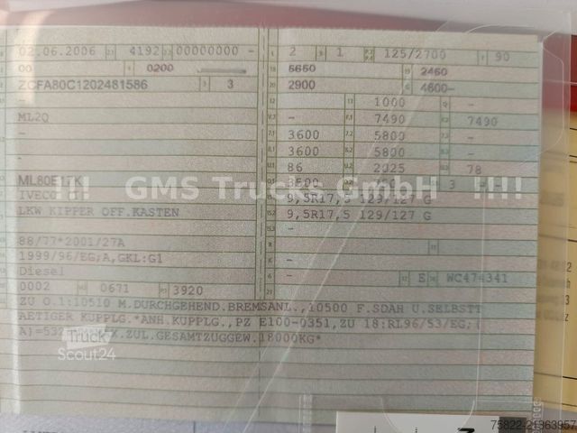 Üç yönlü damperli kamyonet IVECO Eurocargo 80E17 / Meiller / AHK / load 2,9ton