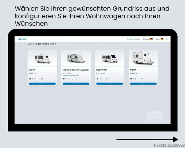 Wohnwagen KNAUS Südwind 460 EU Black Sel. 27*Wunschkonfiguration