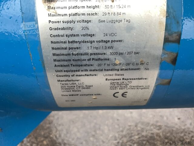 Pótkocsira szerelhető gémesemelő Genie TZ-50 Hybrid w/Drive (17m)