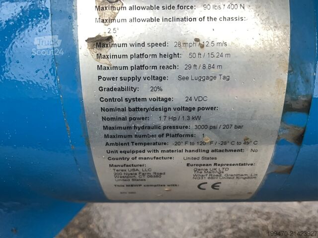 Pótkocsira szerelhető gémesemelő Genie TZ-50 Hybrid w/Drive (17m)