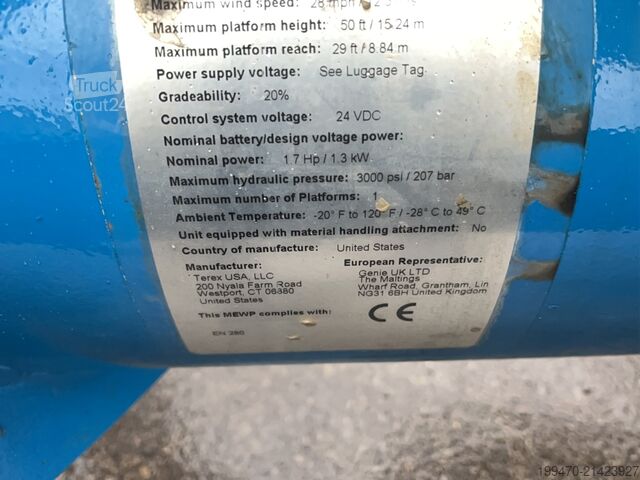 Pótkocsira szerelhető gémesemelő Genie TZ-50 Hybrid w/Drive (17m)