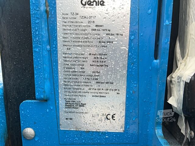 Pótkocsira szerelhető gémesemelő Genie TZ34 (12m)