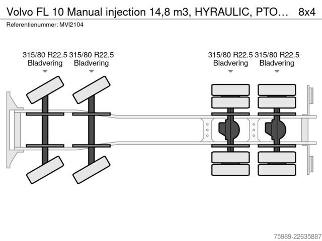 Kippiauto Volvo FL 10 Manual injection 14,8 m3, HYRAULIC, PTO