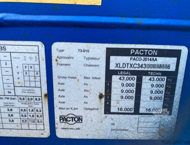  Pacton T3-010 T3-010 / 3x Extendable / BPW + Disc / 1x...