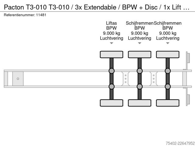  Pacton T3-010 T3-010 / 3x Extendable / BPW + Disc / 1x...