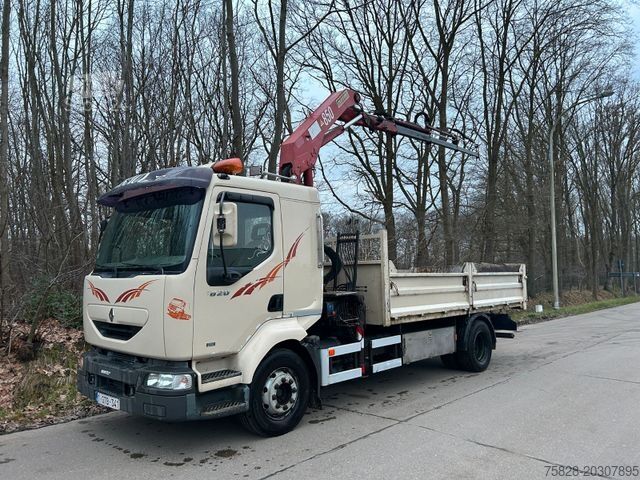 Tipvogn RENAULT Midlum 210 Kipper + Kran HMF850