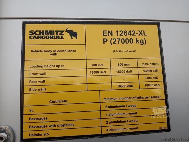 Semirimorchio con telone SCHMITZ CARGOBULL SCS24-13.62 ALCOA Pal-Kiste Lift Reifen 60-95%!