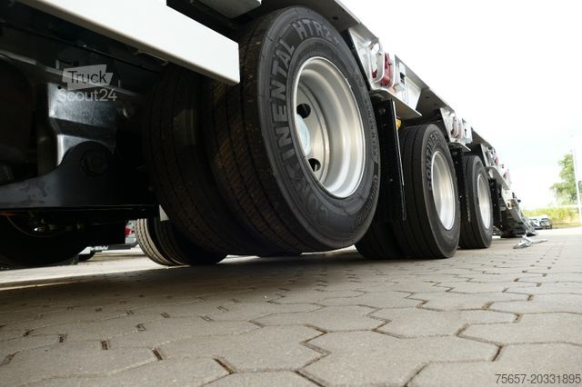 Släpvagn med arbetsplattform MÜLLER-MITTELTAL 5 achs Tieflader, Nachlauflenkachse, MA liftbar