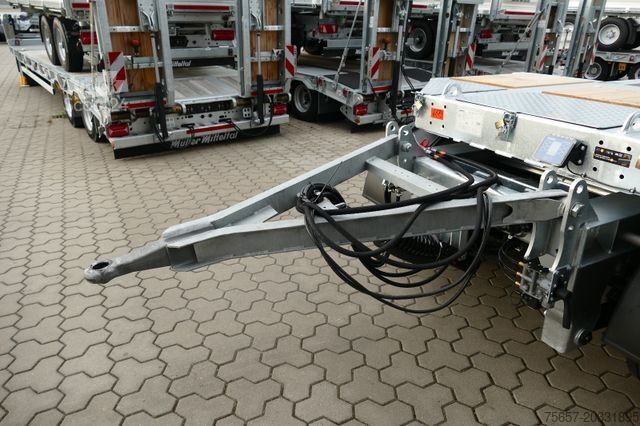 Släpvagn med arbetsplattform MÜLLER-MITTELTAL 5 achs Tieflader, Nachlauflenkachse, MA liftbar