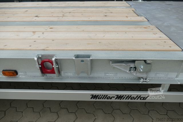 Žemagrindė platforma priekaba MÜLLER-MITTELTAL 3-Achs Plateau, luftgefedert, hydr. Rampen
