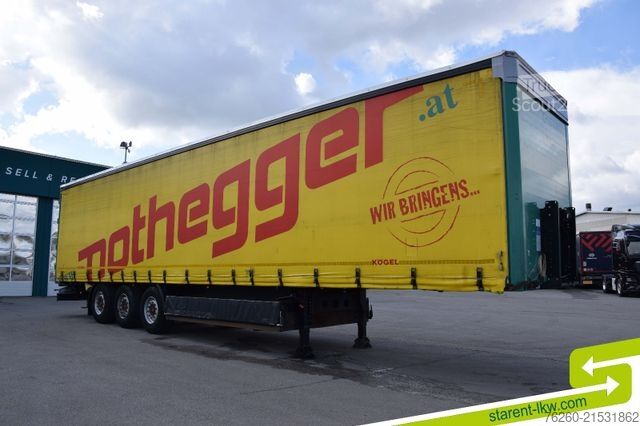 Open semitrailer with tarp KÖGEL Tautliner Palettenkasten Lochrahmen SAF Achsen
