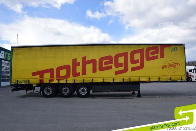 Open semitrailer with tarp KÖGEL Tautliner Palettenkasten Lochrahmen SAF Achsen