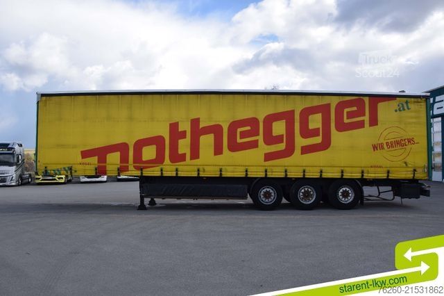 Open semitrailer with tarp KÖGEL Tautliner Palettenkasten Lochrahmen SAF Achsen