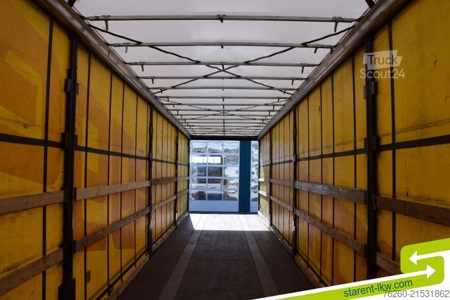 Open semitrailer with tarp KÖGEL Tautliner Palettenkasten Lochrahmen SAF Achsen