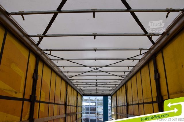 Open semitrailer with tarp KÖGEL Tautliner Palettenkasten Lochrahmen SAF Achsen