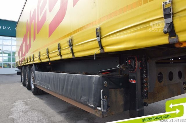 Open semitrailer with tarp KÖGEL Tautliner Palettenkasten Lochrahmen SAF Achsen