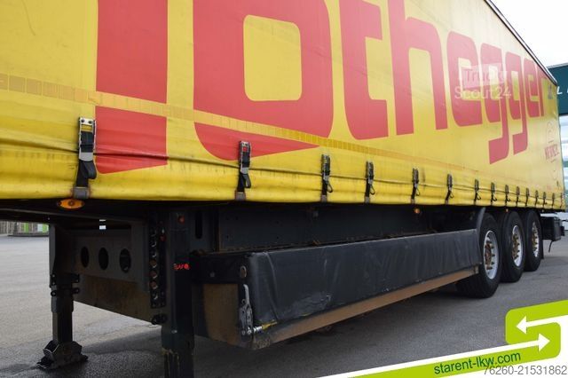 Open semitrailer with tarp KÖGEL Tautliner Palettenkasten Lochrahmen SAF Achsen