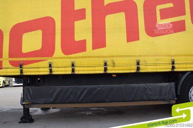 Open semitrailer with tarp KÖGEL Tautliner Palettenkasten Lochrahmen SAF Achsen