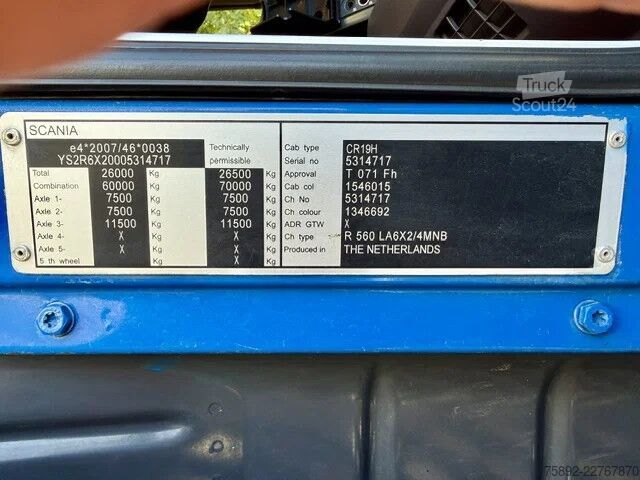 Standaard-SZM Scania R560 V8 / 6x2 / Lenk + Liftachse / Euro5