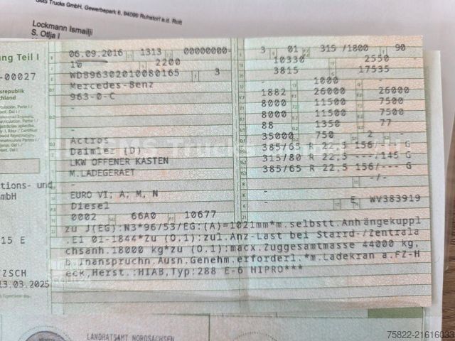 Truck mounted crane MERCEDES-BENZ Actros 2543 / 27m Hiab 288 Kran Flyjib / WINCH