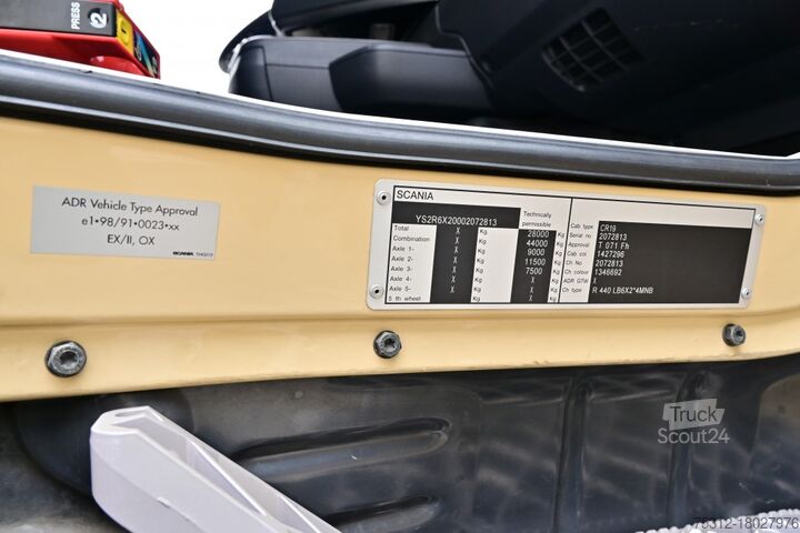 Plattewagen met zeil Scania R440  6x2 E6 mit AdBlue Retarder LBW ADR Lenkachs