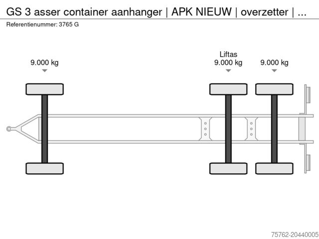 Transport de conteneurs GS 3 asser container aanhanger  |  APK NIEUW  | ov...